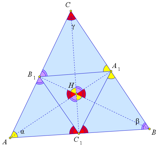 Ортотреугольник. Ортоцентр треугольника. Ортоцентр остроугольного треугольника. Свойства ортоцентра в остроугольном треугольнике. Ортоцентр равностороннего треугольника.